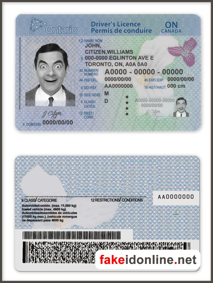 Canada Ontario Driver License PSD Template New V1